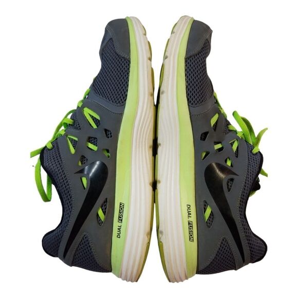 Nike Dual Fusion Lite Gray with Neon Green Detaim Men's Running Shoe Sz 12 - Picture 5 of 11